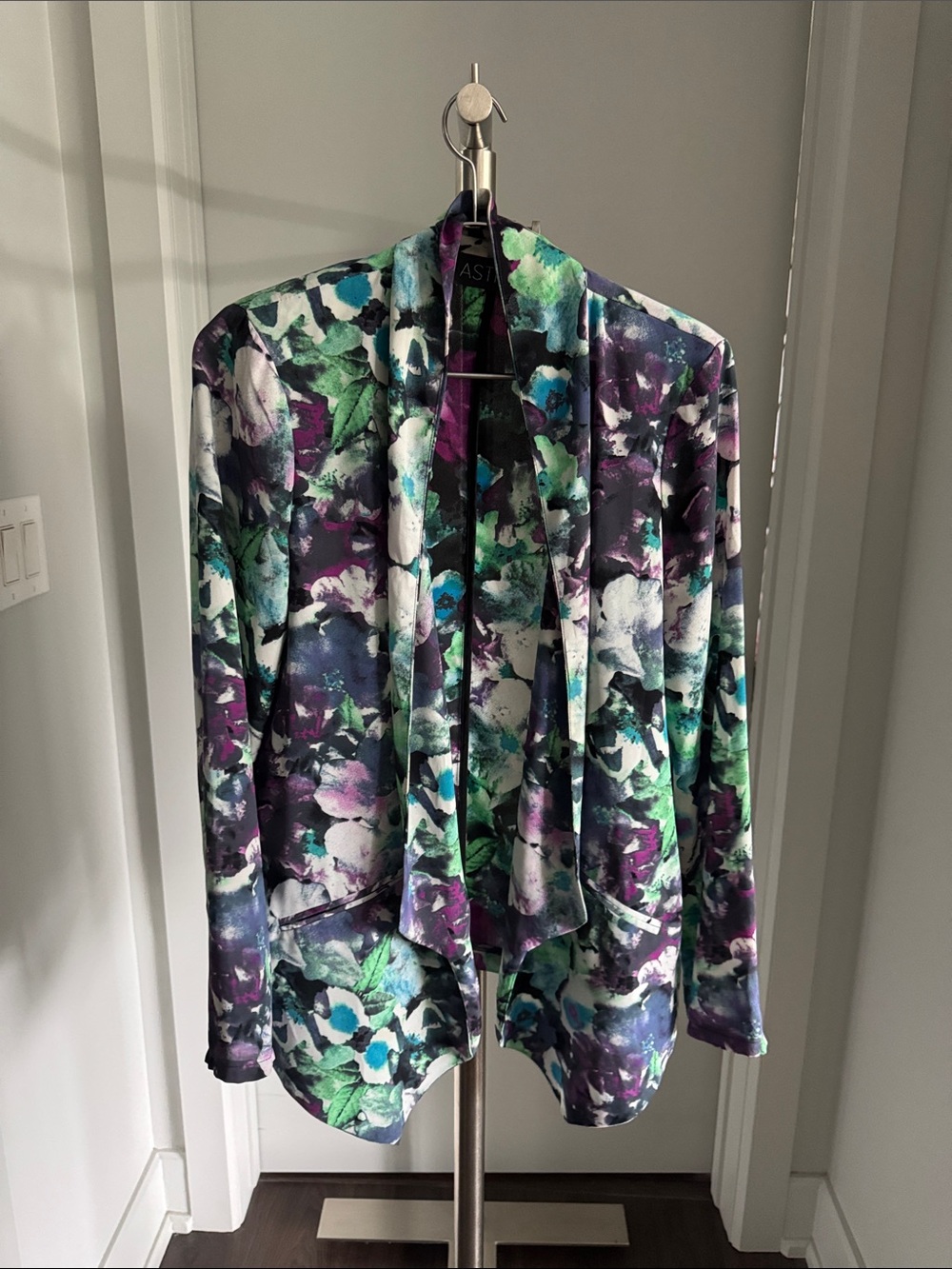 Nordstrom Floral Open-Front Cardigan in Purple, Green, Teal, White